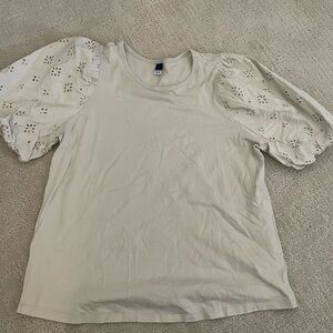 Old Navy Cream Eyelet Puff Sleeve Blouse